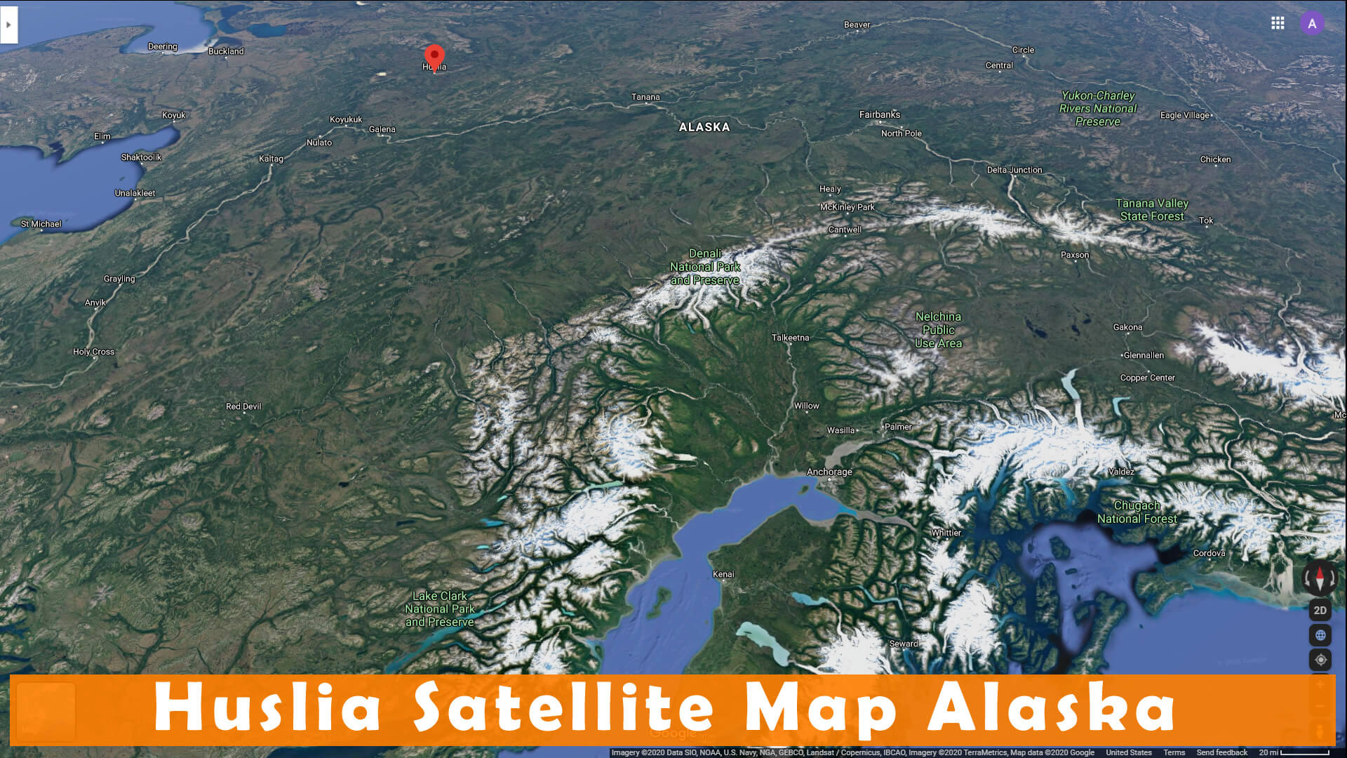 Huslia Satellite Map Alaska